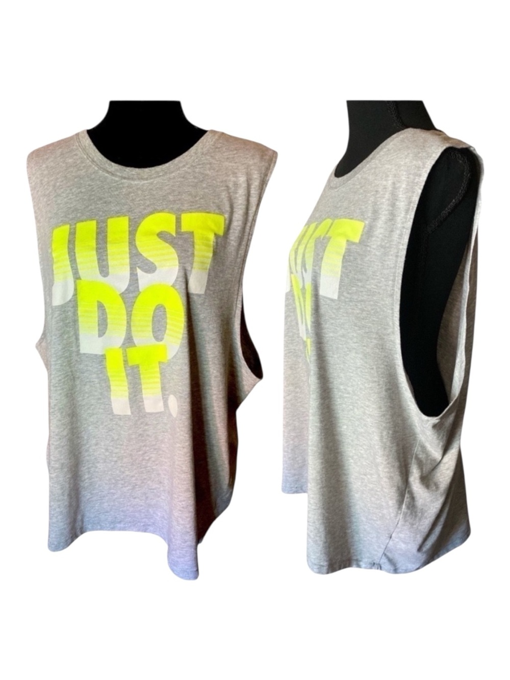 NIKE Tank Top Vintage Band Sleeveless Grey/Lime “Just Do It” XL/TG/EG Pr…